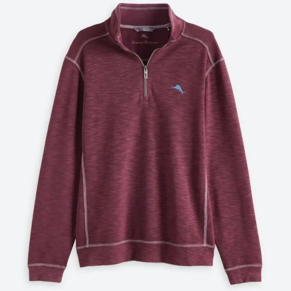 Tommy Bahama Men's Tobago Bay Half Zip Burgundy Sweatshirt Sweater Men's Sz 3XLB